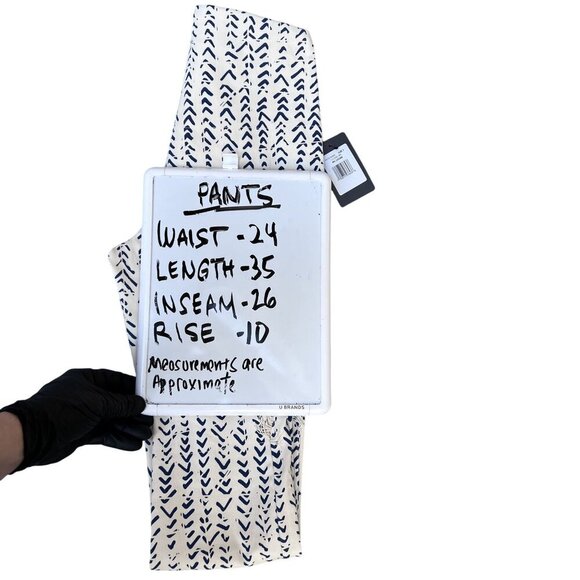 Lysse New York NWT Womens S Blue Geometric Print Fringe Tulip Hem Ankle Pants - Picture 10 of 14